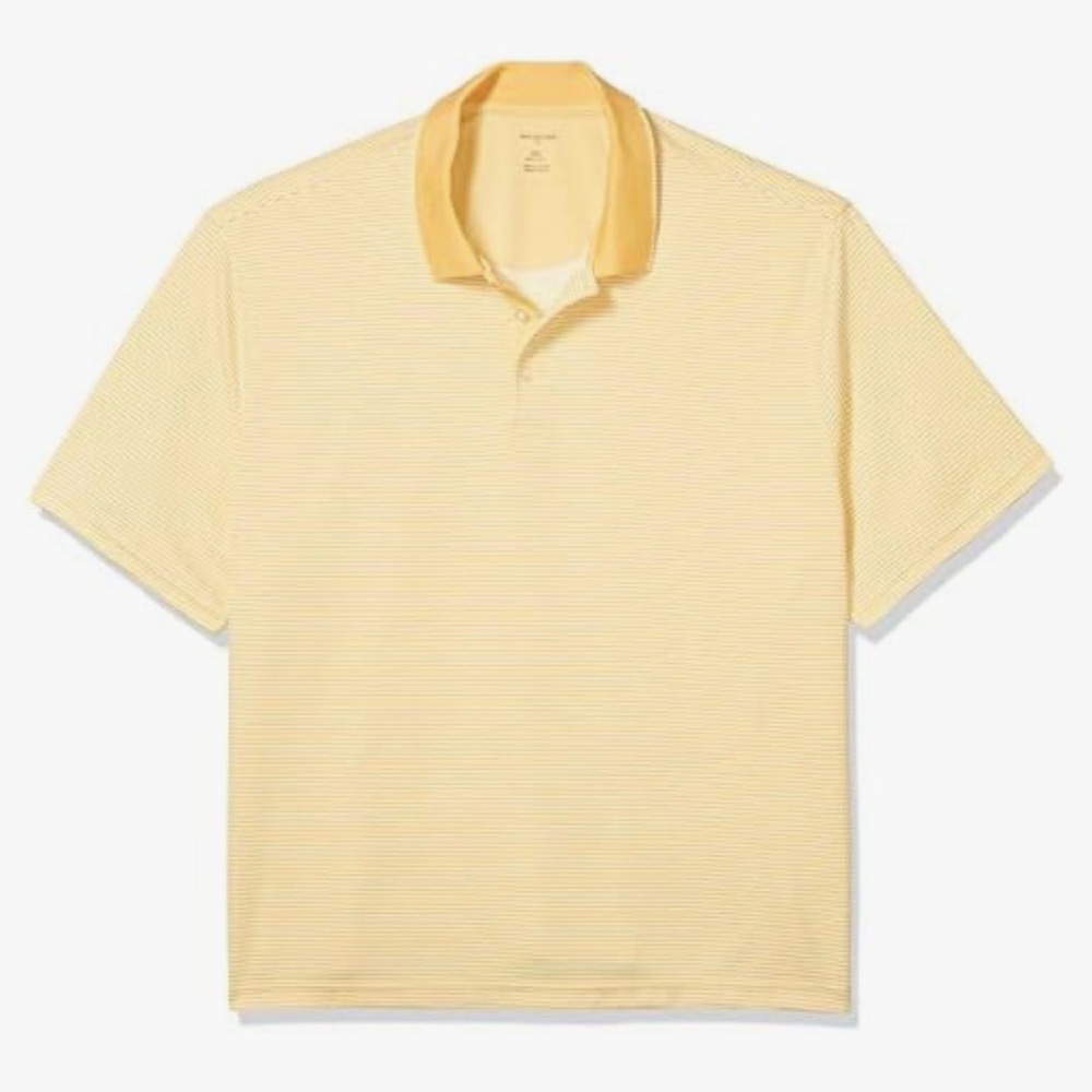 Men's Yellow Polo Shirt Golf Van Heusen XL Quick Dry Wicking Work Attire Stripe